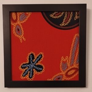 Framed Abstract Art with Red and Black Accents
